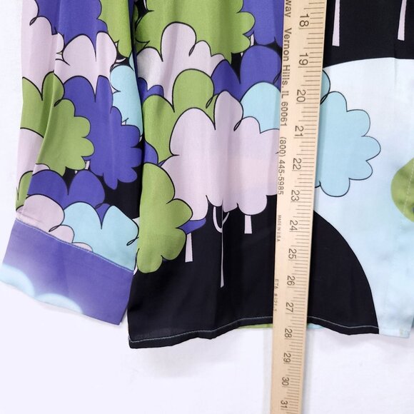 House Of Sunny Nice To Meet You Shirt Womens Size 2 Satin Graphic Button Front - Picture 13 of 16